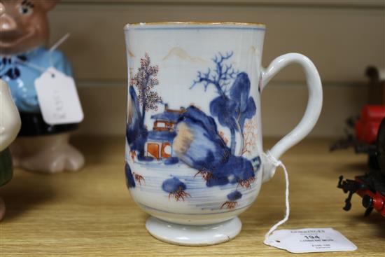 An 18th century Chinese verte Imari mug height 13.5cm